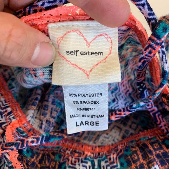 Self Esteem Chevron Knit Halter Top Womens L Large Empire Waist Surplice Flowy - Picture 7 of 11